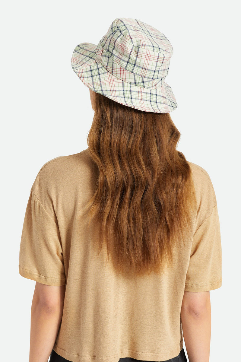 PETRA PACKABLE BUCKET HAT-Dove Plaid Brixton Bucket Hat Size M/L NWT Ivory Dove Plaid Petra  main image 2