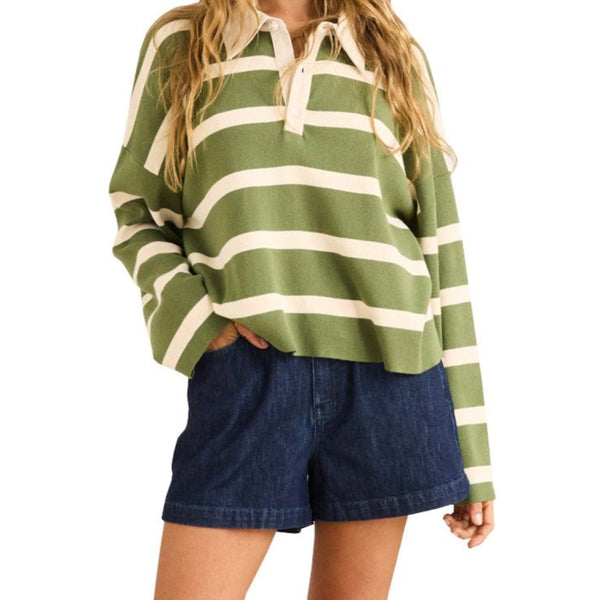 Rhythm Olive Rugby Polo Sweater