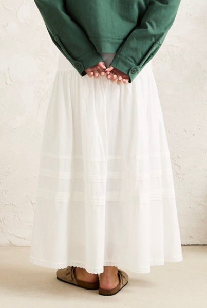 Rhythm Solene White Ruffle Midi Skirt