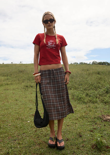 Reverie Seersucker Midi Skirt