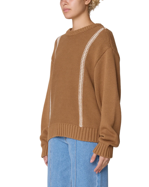 Obey Mend Stitch Crew Sweater Caramel