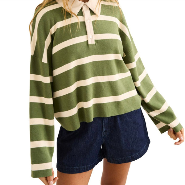 Rhythm Olive Rugby Polo Sweater