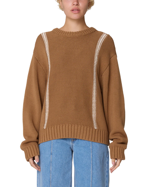 Obey Mend Stitch Crew Sweater Caramel