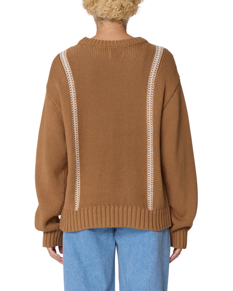 Obey Mend Stitch Crew Sweater Caramel