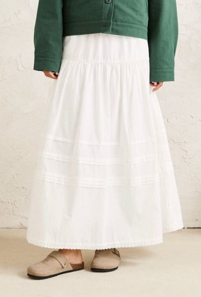 Rhythm Solene White Ruffle Midi Skirt