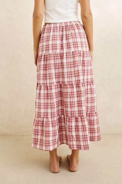 Chelsea Check Tiered Maxi Skirt